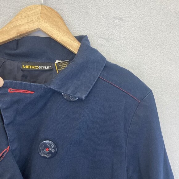 Vintage Nautical Blazer Jacket Womens 8 Casual Metrostyle Anchor Buttons Coastal - Picture 12 of 16